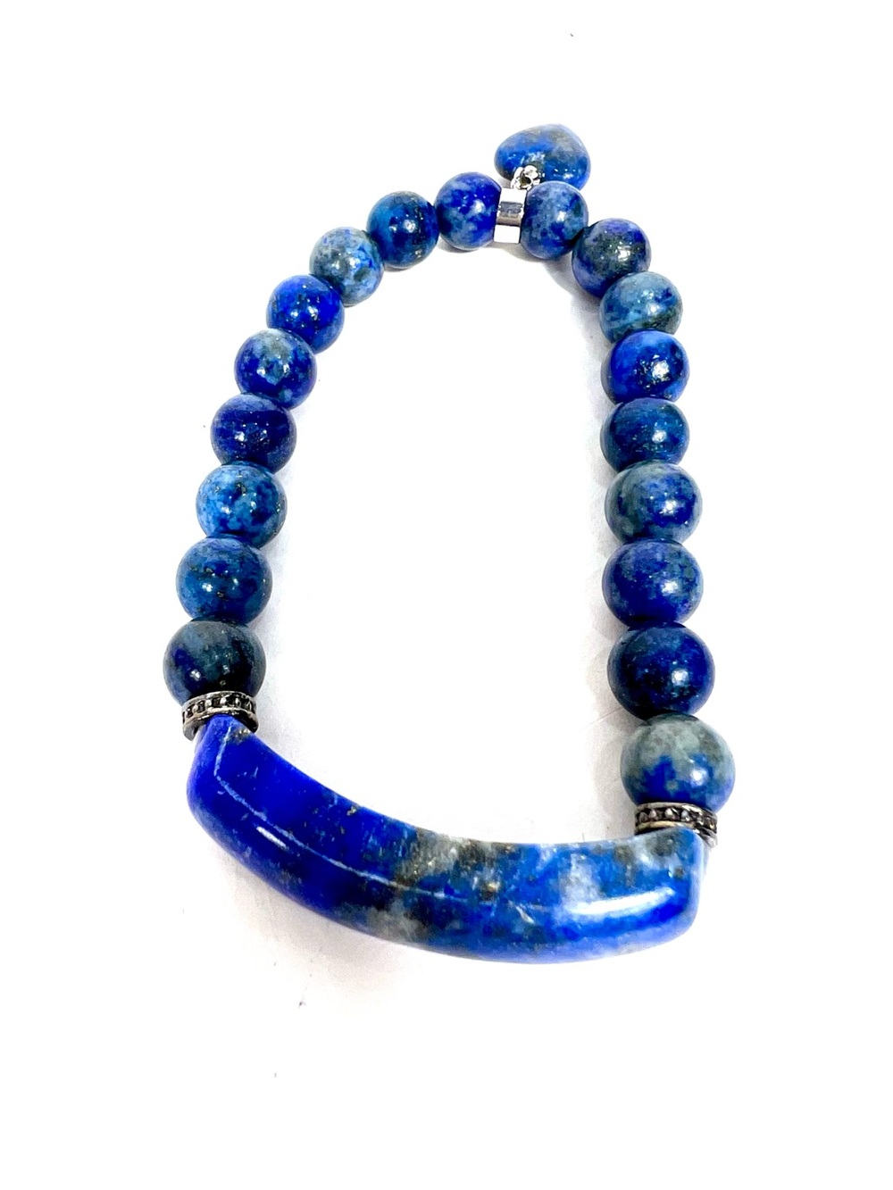 FAC‎ Genuine Lapis Lazuli Blue Gemstone Stretch Bar Bracelet